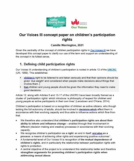 Our Voices III concept paper on children’s participation rights