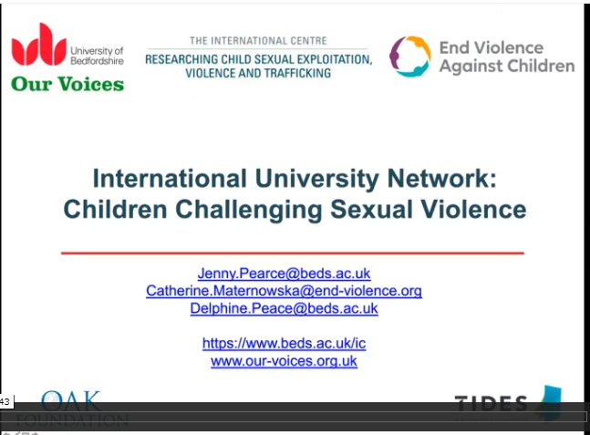 International University Network: Children Challenging Sexual Violence Webinar July 2019