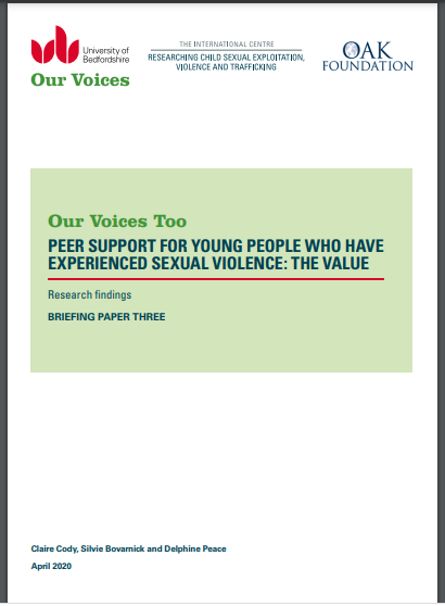 Peer support for young people who have experienced sexual violence - the value: Briefing paper three